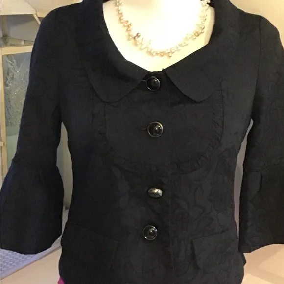 BB Dakota Black Floral Print 3/4 Sleeves Jacket Size 4 - Picture 9 of 9